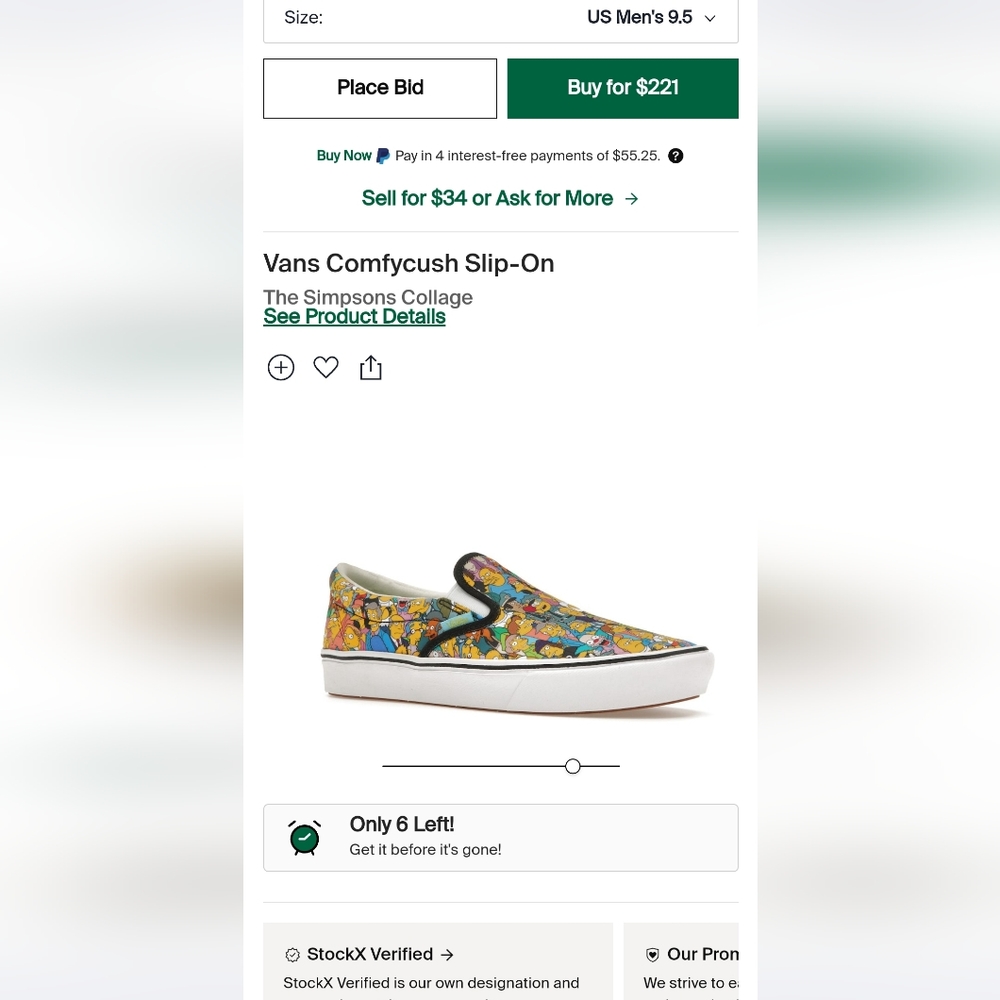 Vans simpsons slip on shoe